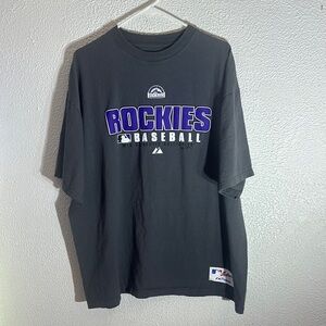 Majestic Rockies Baseball Shirt - Black and Purple